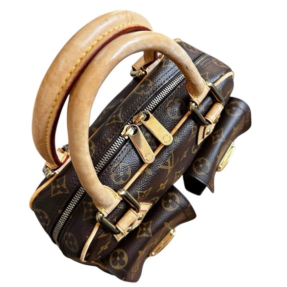 Authentic Louis Vuitton Monogram Leather Manhattan PM Satchel Bag with Dust Bag - Picture 8 of 16